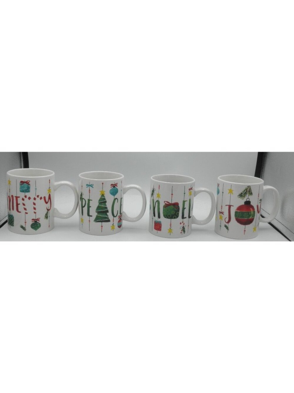 Ornaments Peppermint by American Atelier 4 Inch Mugs Set of 4 Pattern: AATORNAM